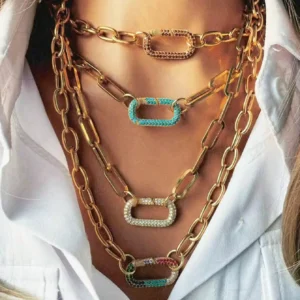 1 Pc Gold Oval Buckle Necklace With Unique And Exquisite Color Style