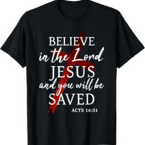 Men's Faith Inspired Cotton T-Shirt - "Believe in the Lord Jesus"