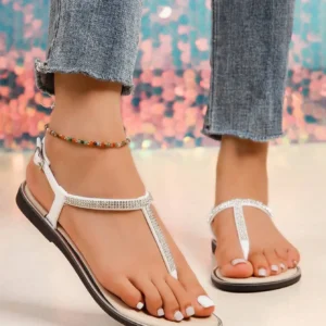Women's Flat Sandals With Rhinestones