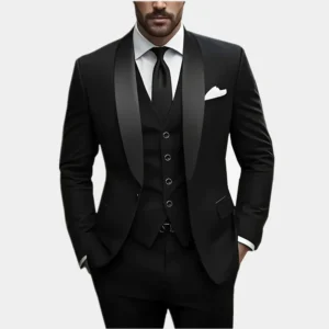 Jacket Vest Pants Solid Color Men's Formal Business Office Suit